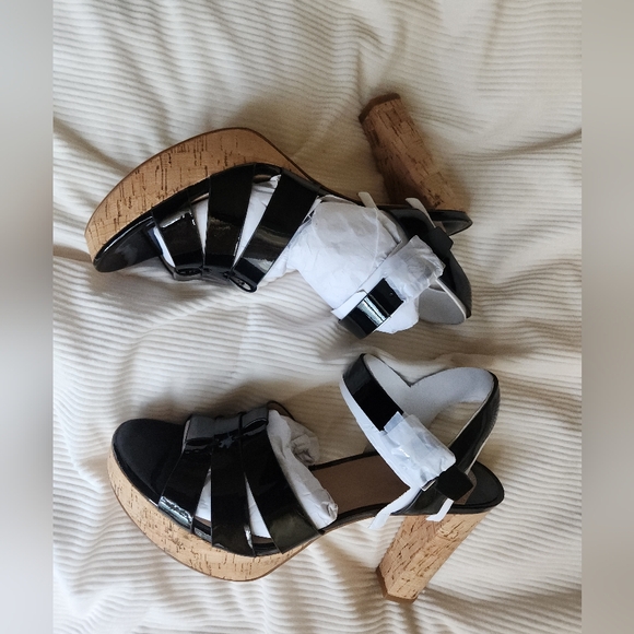 Lauren Ralph Lauren NIB Soffia Nappa Black Leather Sandals Heels sz 9 New In Box - Picture 8 of 14